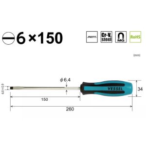 MEGADORA Standard Screwdriver No.900 Tip Magnetik Plus Minus Panjang Pendek
