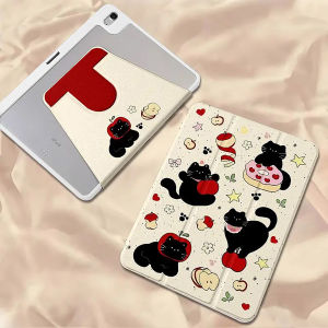เคสiPadหมุน 360° Air7 Air6 Gen11 ที่ใส่ปากกา แอปเปิ้ลแมวดำ เคสไอแพด Gen10 Air5/4 10.9