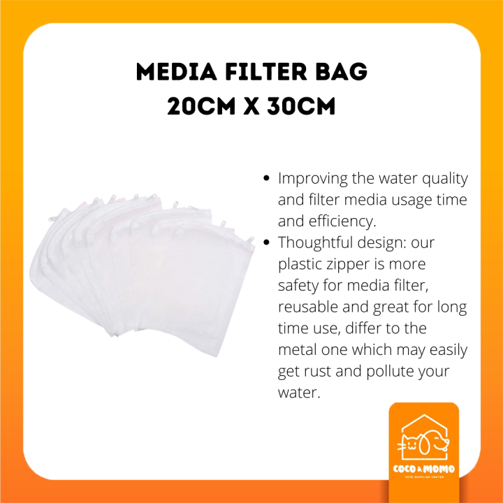 1pc Aquarium Filter Media Bag Nylon Mesh Bag 20x30cm Net Zipper Zip ...