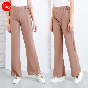 KM Women Clean Wavy Elastic Solid Bootcut Trousers Long Pants [P16594]