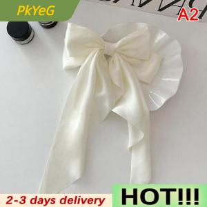 PkYeG Bow Ribbon Hairpin Headwear Simple Elegant Satin Spring Clip Fixed Hair Clip Retro Party Headdress Red Hair Accessories