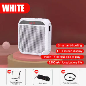 Portable Voice Amplifier for Teachers 2200mAh Rechargeable Personal Amplifier Mic PA System Headset Microphone with Speaker for Teachers Tour Guide