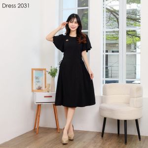 VIOREN Dress outfit simple lengan pendek elegan bahan Bublel spandek premium dress kekinian (31)