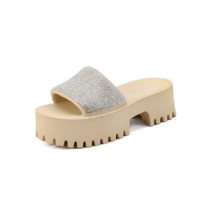 IELGY รองเท้าแตะผู้หญิงพื้นเรียบสติกเกอร์รองเท้าอีวีเอไซส์ใหญ่ใส่สบายอเนกประสงค์สไตล์ยุโรปและอเมริกา