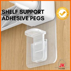 RMK Cabinet Shelf Support Adhesive Pegs Plastic Kitchen Almari Hanger Sticky Hook Holder Clips Wall Kabinet Support Pin