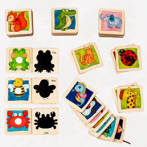 Wooden Animals Match Puzzle Set Beginner Puzzles & Matching Activity For Kids Early Learning Preschool Educational Gift Toys for 1 2 3 4 Years Old Kids