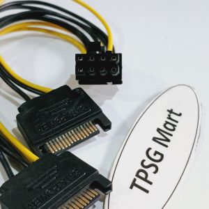 Cáp chuyển 2 đầu Sata ra 6 Pin / Sata ra 8 Pin (Có 2 Pin tách 8 Pin ra 6 Pin) - Dài 15Cm
