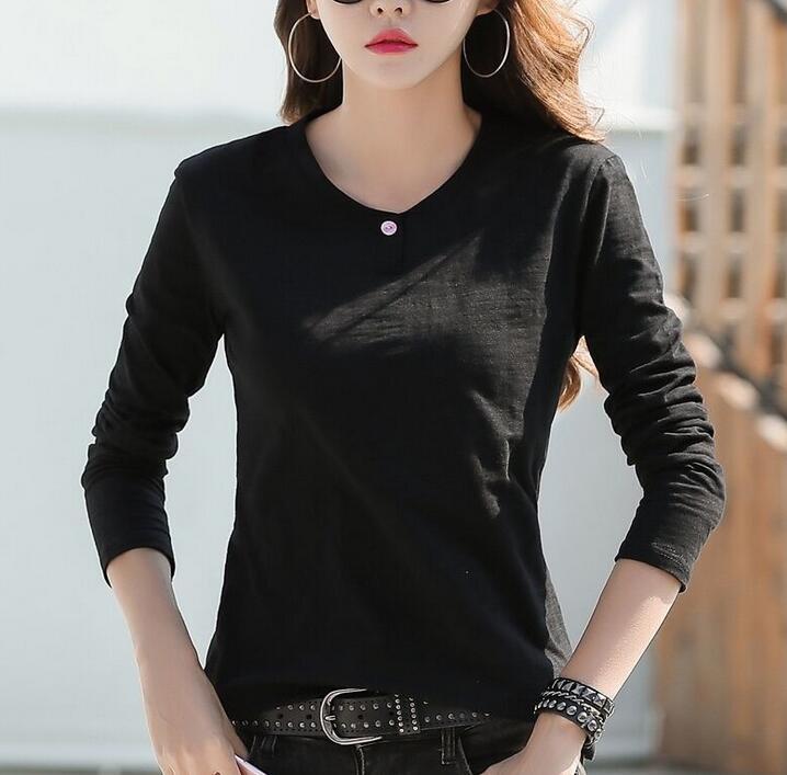 Autumn T Shirt Women Cotton Winter Tshirt Female Long Sleeve T-shirt Cotton  Korean Clothes Tee Shirt Femme Black Tops