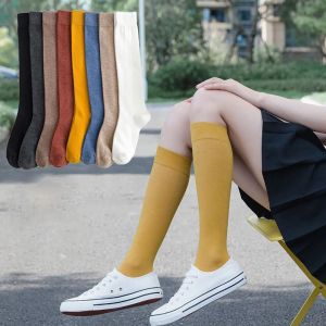 YUCHEN Elastic Warm JK Solid color For Girl Student Women Stockings Calf Sock Knee High Socks Hosiery