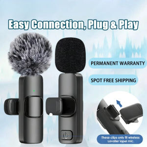 Mini Wireless Microphone for iPhone Android Cameras Wireless Microphone for Interviews Vlog Noise Cancelling Lavalier Microphone