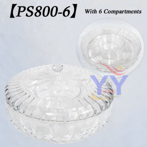 Serving Candy Snack Dome Set【PS800-6】/Candy Tray Storage Container/ Plastic Acrylic Crystal Bowl With 6 Compartments
