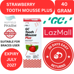 RECALDENT GC TOOTH MOUSSE PLUS WITH EXTRA MILK PROTEIN STRAWBERRY 40G EXP JULY 2027 FLUORIDE SUITABLE FOR BRACES PREGNANT SENSITIVE TEETH ANTI CAVITY