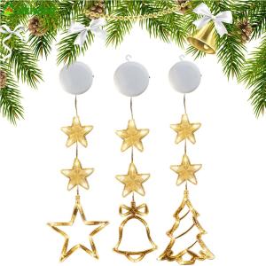 Warm White 3 Pack Window Hanging Light Christmas Indoor Star Window Light Battery Operated with Suction Cup for Christmas Home Shop Party Gifts for Glass Windows Outdoor Decor