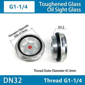 BESTITIT 1Pcs G1 G1-1/4 G1-1/2 BSP NPT Oil Sight Window Male Thread G1/4 G3/8 G1/2 G3/4 Oil Level Sight Glass  Tempered Glass Air Compressor Parts for Air Compressor