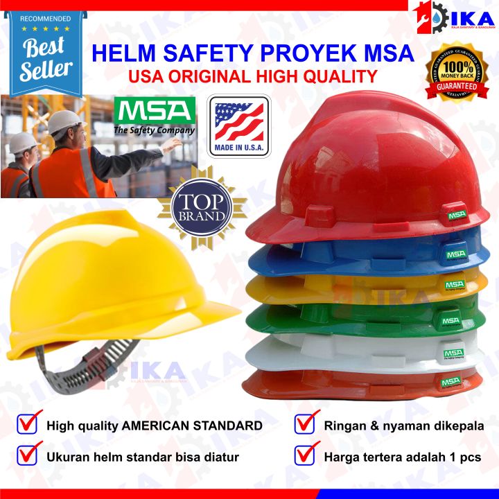Helm Proyek Standart / Safety Helmet MSA USA V-GARD Warna ( Hijau, Merah, Biru, Orange, Putih )