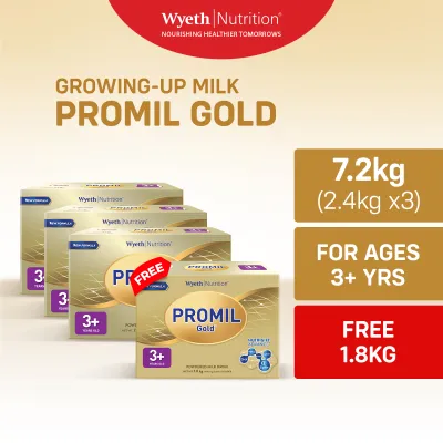 PROMIL GOLD Four Growing-Up Milk Powder for Children 3+ Years Old 7.2kg (2.4kg x3) - FREE 1.8kg