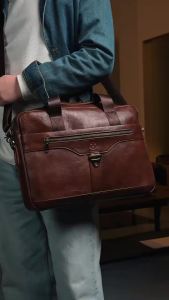 BULLCAPTAIN Laptop Briefcase for Men Genuine Leather Shoulder & Crossbody Bag Top Layer Cowhide Cross-Border Business Bag