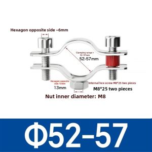 VIVAZ 1Pcs 304 Stainless Steel Stainless Steel Pipe Bracket M8 Nut OD 8-325mm Pipe Clamp Fixed Support Water Pipe Clamp for Water Pipe