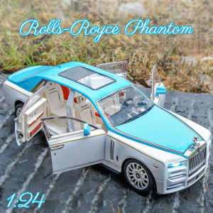 【RUM】1:24 Scale Rolls-Royce Phantom Alloy Car Model Light & Sound Effect Diecast Car Toys for Boys Birthday Gift Kids Toys Car Collection