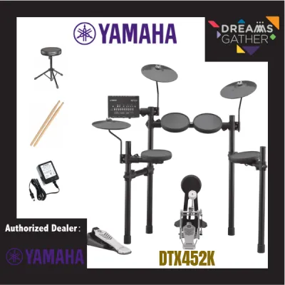 Yamaha DTX452K 5-Piece Electronic Drum Set with Stool and Drumsticks (DTX-452K)