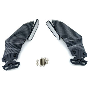 Motorcycle Side Winglet Kit Spoiler Fairing Rear View Mirror BLACK/CARBON FIBER Fixed Wing Kit For Honda CBR650R 2023 For YAMAHA YZF R1 R3 R6 R6S R15 R25 R125 V2 V3 For Kawasaki Z800 Z1000 ZX-6R 10R 14R NINJA 250 300 N400 Ninja 636 650R