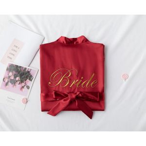 快速出货 新娘睡袍 S-2XL READY STOCK Ice Silk Satin Wedding Bride and Bridesmaid Robe Pyjamas Nightwear 新娘 伴娘睡袍