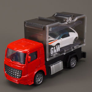 Đồ chơi xe container chở xe ô tô có hộp lưu trữ tháo rời đầu bằng hợp kim chạy cót