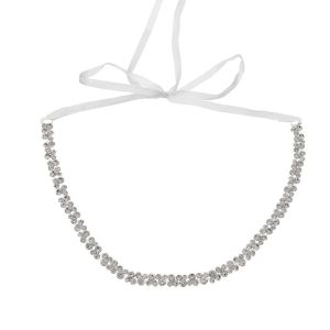OURTOUR Satin Wedding Rhinestone Belt Dresses Accessories Crystal Pearls Wedding Ribbon Sash Sweet Waist Chain Bridesmaids