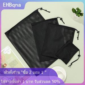[COD] EHBqna KITCHEN ถุงตาข่ายแบบหูรูดสีดำสีขาวทนทานกระเป๋าเก็บของอเนกประสงค์สำหรับเดินทางบ้านกิจกรรมกลางแจ้งถุงซักผ้า