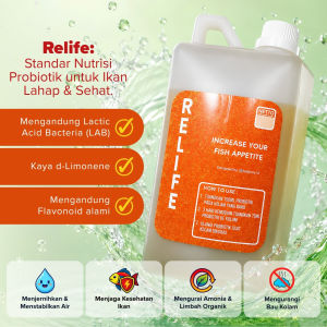 Ikanesia - Bakteri Starter Probiotik Penjernih Air RELIFE 1 LITER Agar Kolam Bening Menjaga Ikan Sehat
