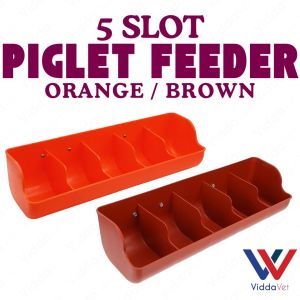 5-Slot Nursery Piglet Feeder Durable Plastic Feeding Tray for Piglets  Easy Clean & Long-Lasting Design (Orange Brown)