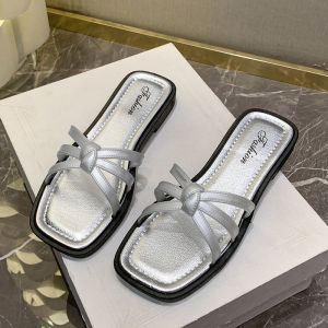 Qiaoqingyang丨 Stylish and Feminine One-Strap Flat Sandals Ideal for Any Outfit - Available in Classic Colors Durable PVC Material Easy Slip-On Design for Long Hours of Comfort