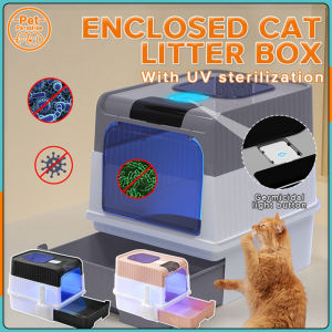 【COD】Large Enclosed Cat Litter Box with UV Sterilization Cat Toilet Box With Top Door and Front Door