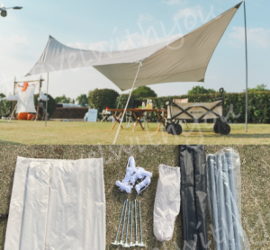 🚚🚚🚚จัดส่งจากประเทศไทย🛵🛵🛵ฟลายชีท ผ้าใบ 3x3 3x4m ทาร์ป ฟายชีท กันแดด กันฝน พร้อมเสา2ต้น แถมฟรีถุงใส