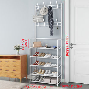 OKASUMI 5 Layers With Rollers Bedroom Hanger Floor Shoe Rack Simple Drying Rack Floor Type Iindoor Rack Rod Hanging Rack Handbag Hat Rack