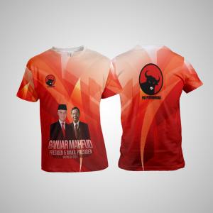 kaos atasan baju partai custom capres ganjar-mahfud Fullprint 3D terbaru termurah 2024