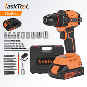 TASKTOOL 21V Brushless Electric Screwdriver Set 80NM Cordless Power Drill UK Plug Makita Battery With Accessory Tool Box