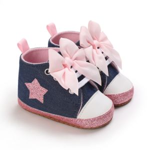 New canvas Bow baby sneakers newborn boys and girls toddler shoes infant soft-soled non-slip baby shoes 0-18 M