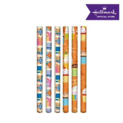 Hallmark Birthday Gift Wrappers (Set A - Gift Box and Cupcakes) 50cm x 71cm - 6pcs.