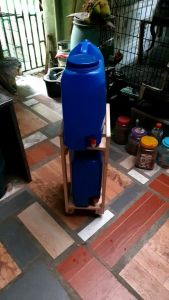 WITH WHEELS OPTION WOODEN MINERAL WATER CART RACK FOR 2 ROUND or RECTANGULAR 5GALLONS CONTAINERS