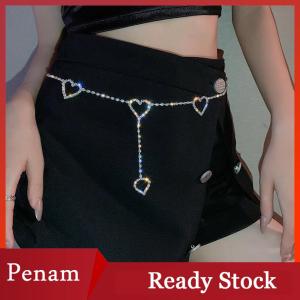 [PAM] Kim loại trái tim Chuỗi thắt lưng cho phụ nữ Dây thắt lưng cho ăn mặc Eo chuỗi thắt lưng Rhinestone tinh thể chuỗi bụng