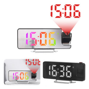 Luxury Projection Alarm Clock with Adjustable Brightness Digital Clock and Candleholder for Elegant Bedrooms