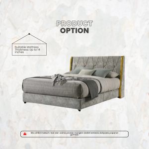 I HOME TULIP Queen Divan Bed Frame Luxury Gold Murah Velvet Solid Wood Durable