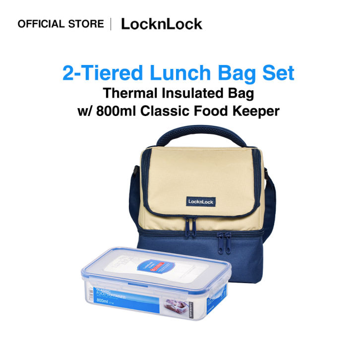 LocknLock 2Tiered Lunch Bag Set with Airtight Lunch Box for Kids and