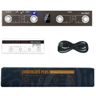 M-vave Chocolate Plus คีย์บอร์ดโปร MIDI แบบไร้สาย พร้อมปุ่ม 4 ปุ่มและสวิทช์เท้า รองรับฟังก์ชันควบคุมอินเทอร์เฟซโฮสต์ MIDI