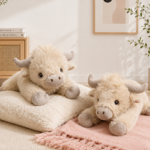 New Cute Highland Cow Stuffed Animals Plush Lying Cattle Pillow Sofa Backrest Bed Cushion Birthday Gifts h260820