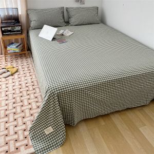 100% Cotton Bed Sheet single double queen King size Washed Cotton Super Soft Flat Sheets For Kids Adults