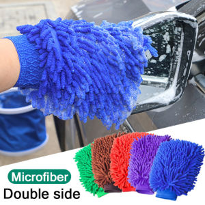 Double-side Microfiber Cleaning Glove Soft Chenille Car Body Washing Mitt Towels Duster Auto Care Gloves Car Accessories