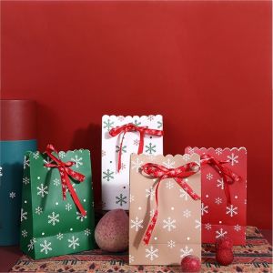 Diya Candy Cookie bow Paper Bag Santa Claus Christmas Gift Packing Bags Xmas Navidad New Year Party Decor