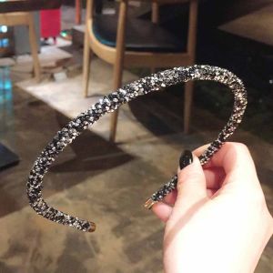 Women Girls Rhinestone Headwear Shinny Hair Accessories Beads Bezel Headband Headhoop Hairband